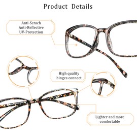 LifeArt Blue Light Blocking Glasses, Anti Eyestrain, Computer Reading Glasses, Gaming Glasses, TV Glasses for Women and Men, Anti Glare (Floral, 2.00 Magnification)