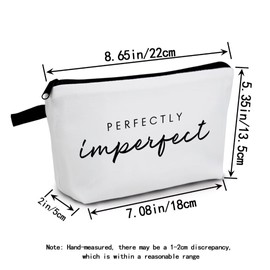 MoCaliduccious Makeup Bags for Women Cosmetic Bag Small Travel Toiletry Zipper Storage Pouch Perfectly imperfect Organizer for Gifts (White)