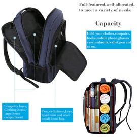 MATEIN Travel Laptop Backpack 15.6", Slim Laptop Rucksack with USB Charging Port Anti Theft Computer Backpack Bag Water Resistant College Work Daypack Lightweight Laptop Bag, Navy Blue