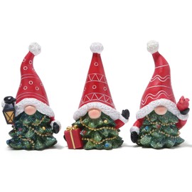Hodao Gnomos de Navidad para decoración de interiores, cuernos de Navidad, gnomos, figuras de mesa, lindos gnomos de Navidad (sombrero de Navidad rojo puntiagudo)