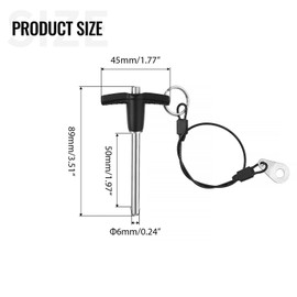VXCICC 2 Pack T Handle Quick Release Pin 0.24 Inch Diameter,304 Stainless Steel Ball Locking Pin with Push Button Lanyard Usable Length 1.97"(6mm x 50mm)