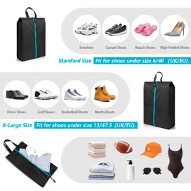 CANBOX Shoe Bags for Travel, 2 PCS Water Resistant Nylon Shoe Pouch with Portable Buckle Handle, Machine Washable Shoe Storage Organizer for Fitness, Home Use