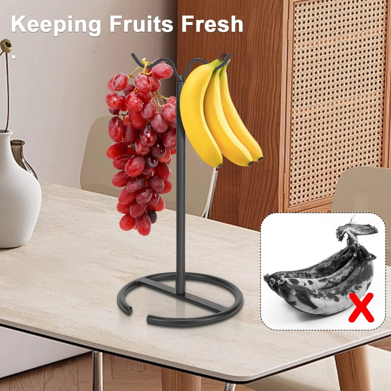 Winmien Double Hooks Standing Banana Holder, Banana Hanger Tree Stand