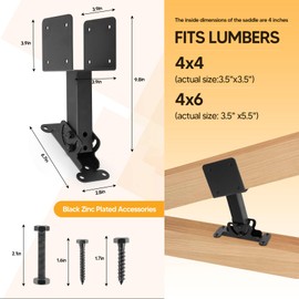 LooKu Heavy Duty Roof Riser Brackets Kit Adjustable Angle Pergola Brackets Metal Saddle Roof Riser Beam Mount Kit for Roof Pergola Gazebo Patio Cover - 3pcs