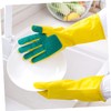 CIYODO 1 Pair Latex Dishwashing Gloves with Scouring Pad Reusable