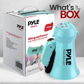 Pyle Portable Battery Operated Megaphone - Mega Horn Loudspeaker with Built-in Siren and Dynamic Microphone - Ideal for Cheering at Football Games, Mini Bullhorn for Kids and Adults