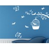 Heaven Decors Bird on Tree with Birdcage and Flying Birds