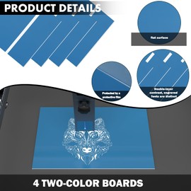 Laser Engraving Double Color Plastic Sheet, 4 Pcs 12''x8'' Engraving Blank ABS Plastic Sheets for Interior Signs, Photo Frame, Craft, Badges, DIY Carving (Blue)