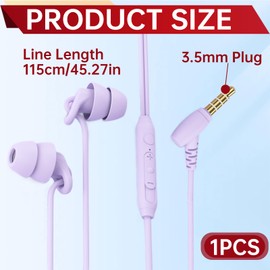 Sleep Earbuds, Comfortable Soft Lightweight Wired Earbuds for Small ear Canal, Noise Cancelling In-Ear Sleep Earphones with Mic Volume Control for Insomnia Snoring Meditation (3.5MM Purple)