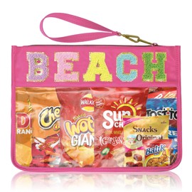 Siwara Beach Bags Sunscreen Bag Summer Essentials Clear Pouch Travel Makeup Bag Beach Essentials Chenille Letter Bags for Zipper Pouch Clear Cosmetic Bag Makeup Summer Gifts