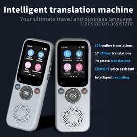 Language Translator Device No WiFi Needed, Two-Way Instant Translator Device,138 Languages Translator,chatgpt/Online/Offline/AI/Photo Translation Device,Suitable for Business Travel Learning
