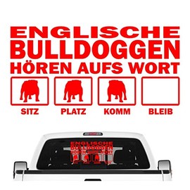 Siviwonder English Bulldog Bully Bull Dog Listen to the Word Dog Car Sticker Dog Film, 60cm, red