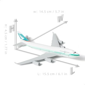 QIYUMOKE 1/400 747 Diecast Metal Model Airplane Cathay Pacific B747 Model Plane with Stand (6 in L) Alloy Boeing 747 Model Airplane Gift for Aviation Enthusiasts or Desktop Display Decorations