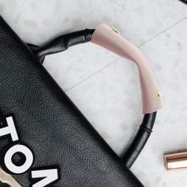 Holibanna Pack of 2 Handbag Handles Made of Leather Cover with Metal Clasp for Suitcase Shopping Bag Pink
