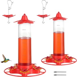 Hummingbird Feeders for Outdoors Hanging (2 Pack) 5 Feeding Ports 320 ml Plastic Hummzinger Hummingbird Feeder, Bee-Proof Leak-Proof No Drip, Easy to Clean with Cleaning Brush