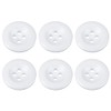 Pack of 6 White 17mm Round Sew On Plastic Buttons