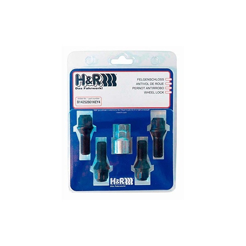 H&R B14252801KEY4 Rim Lock – Set of 4 Cone 60
