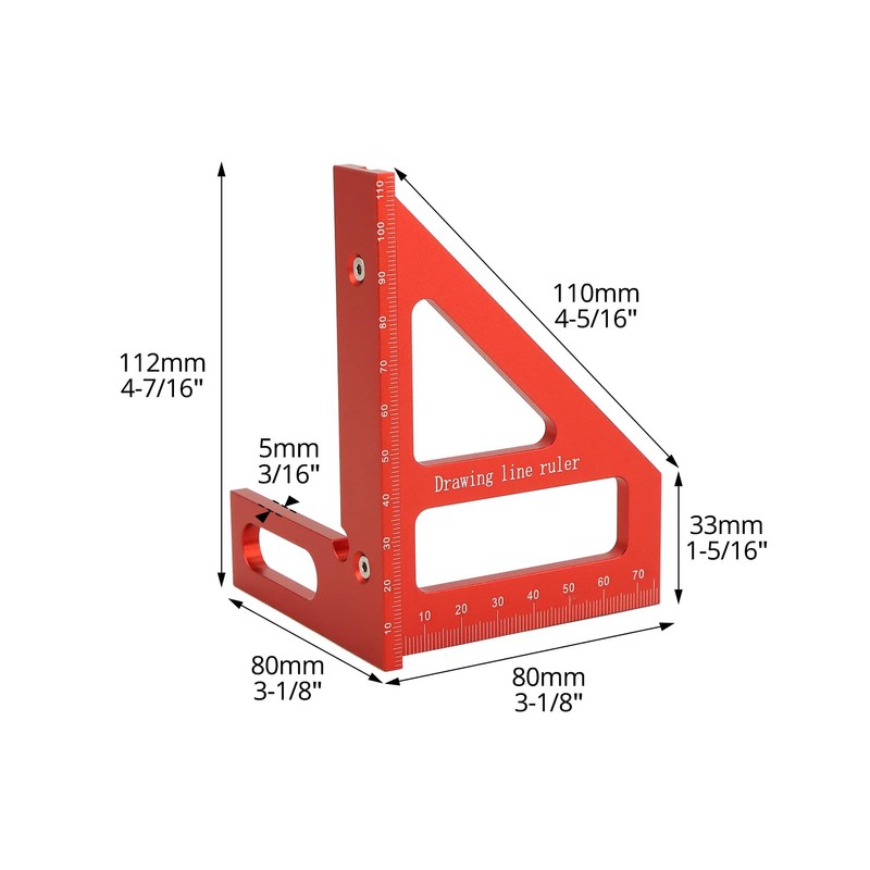 QWORK® 3D Multi Angle Measuring Ruler,Aluminum Alloy 45/90 Degree Protractor,
