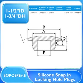BOPOREAE 4 Pcs 45 mm Silicone Rubber Plugs Snap in Locking Hole Plugs for 45 mm (1-3/4") Round Holes, Flush Type Rubber Stoppers, Flexible Tube Pipe End Caps Covers, Waterproof Sealing Plugs, Black