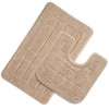 HEBE Bath Rug Set 2 Piece Beige Non Slip Bathroom