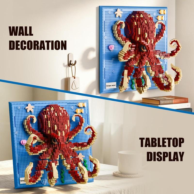 Octopus Wall Art Building Sets for Adults,3D Mini Octopus Building