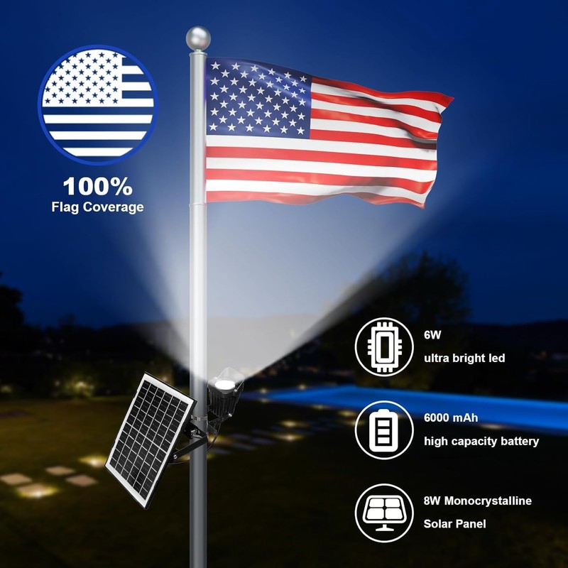 Flag Pole Light Solar Powered, Solar Flag Pole Light 1000