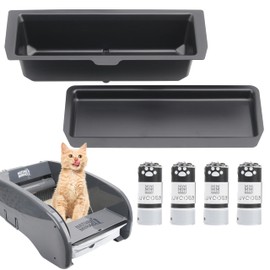 Permanent Waste Receptacle with 40 Litter Box Liners Compatible with Nature's Miracle Litter Box 2nd Version and Littermaid 3rd Edition, Litter Box with Cat Litter Liner (Machine NOT Included)