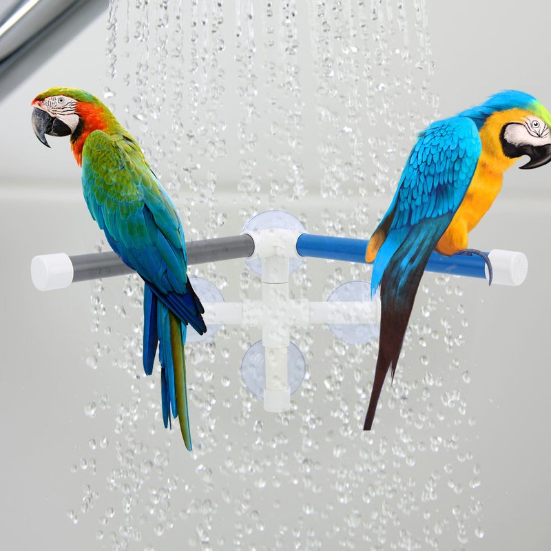 PVC Bird Bath Shower Bathing Perch Stand with Suction Cup