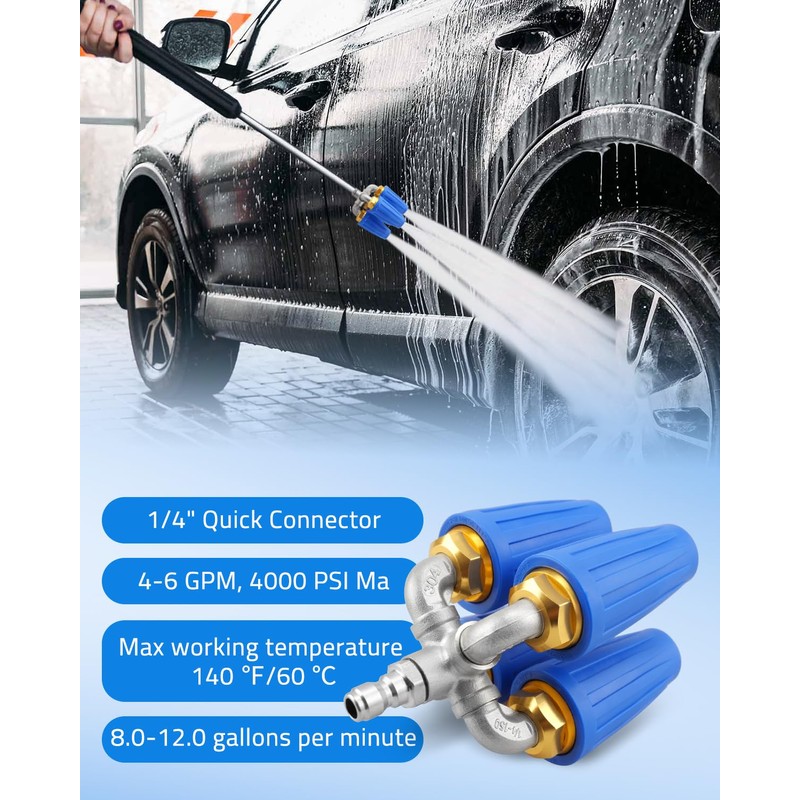 ULXIOM 4-in-1 Pressure Washer Turbo Nozzle, 1/4" Quick Connector, 360