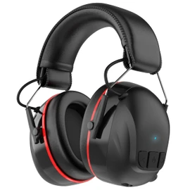 Bluetooth 5.4 Hearing Protection Headphones with 120H Working Time, 30dB SNR, Superior Stereo Sound Quality, Larger Buttons for Easy Operation, Safety Ear Muffs for Lawn Mowing, Workshops-Black