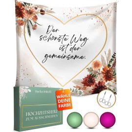 HOCHZEITSHELD - Heart to Cut Out Wedding Including 2 Scissors as Registry Office Surprise and Wedding Games for the Bride and Groom - Wedding Heart, Wedding Sheet, Bed Sheet, Wedding Towel 200 x 180