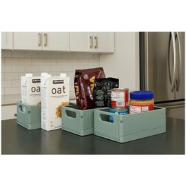 Record-Happy Stackable Foldable Storage Crates – 3 Pack 9 Inch Mini Plastic Baskets for Desk, Drawer, Home & Office Organization – Collapsible, Space-Saving Bins