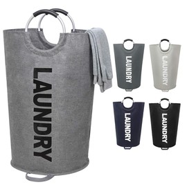 115L Extra Large Laundry Basket Collapsible Fabric Laundry Hamper Tall Dorm Laundry Bag with Handles Waterproof Portable Washing Bin Dirty Clothes Basket for College Essentials Storage (XL Grayï¼