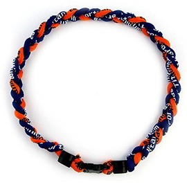 MapofBeauty 18" Fashion Three Braided Rope Sport Style Tornado Necklace (Dark Blue/Orange)