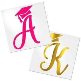 Graduation Letter Decal, Vinyl Letter Sticker with Graduation Cap to Personalize Cup, Tumbler or Water Bottle. Decal for College or Senior Graduation, Graduation Gift Ideas