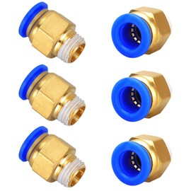 MIPIACE 6 Stück Push In Druckluftanschluß 14mm 3/8′′ Pneumatik Steckverschraubung Push to Connect Fittings PT Außengewinde Gerade Einsteckschlauch Druckluftkupplung Steckanschluss für Luftschläuche