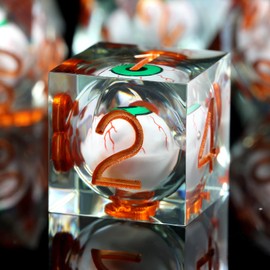 DNDND Resin Dice Eyeball Liquid Sharp Edge Resin DND Dice with Gift Case for Dungeons and Dragon D&D Game (Green with Eyeball)