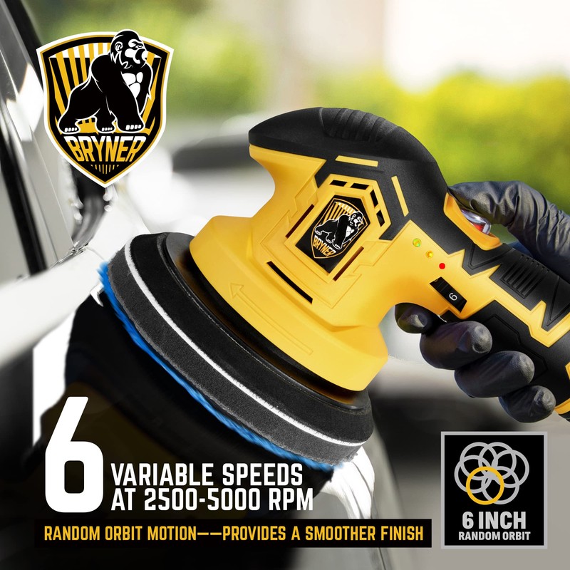 Cordless Car Buffer Polisher, 6 inch Cordless Polisher with 2pcs
