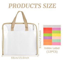 Valtiner Expanding File Folder with Handle, 13 Pockets Transparent Accordion File Organizer, A4 Letter Size Portable Document Receipt Organizer for Office School Supplies (Khaki)