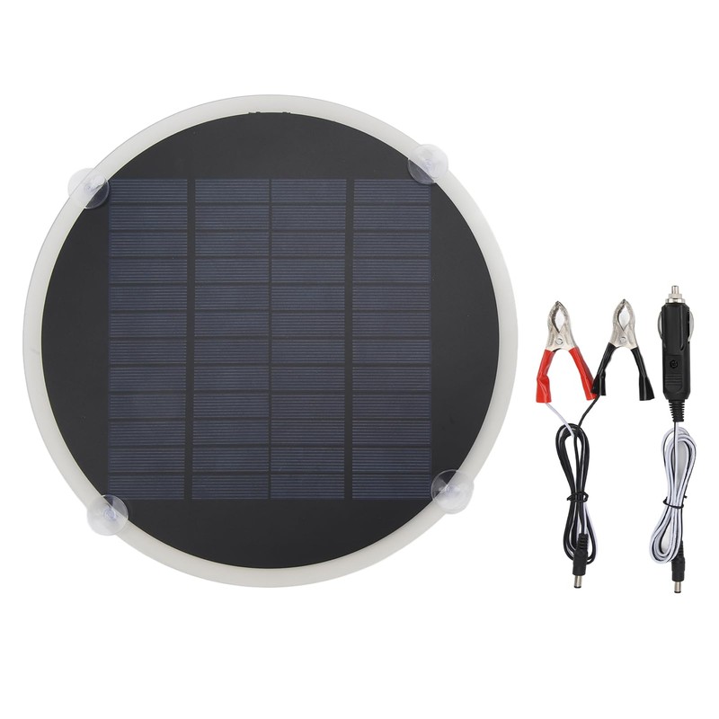 Cryfokt Round Solar Cell Panel, 12V Portable Round Solar Panel