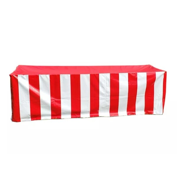 TentandTable Fitted Vinyl Tablecloth 96x30 Red White Rectangular Banquet Display