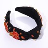 boderier Thanksgiving Headband Beaded Turkey Maple Leaf Knotted Headband for