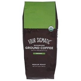 Four Sigmatic Organic Gut Health Ground Coffee with Probiotics and Turkey Tail Medium Roast, Caffeinated, Gluten Free, Vegan, 12 Ounce (Pack of 1)