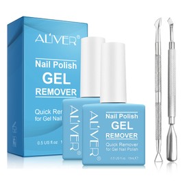 2 Pack Gel Nail Polish Remover, Gel Polish Remover for Nails, Easily Magic Soak-Off Gel Polish in 2-5 Minutes - Safe, No Need For Foil, Soaking Or Wrapping (with 1 Cuticle Pusher and Nail Scraper)