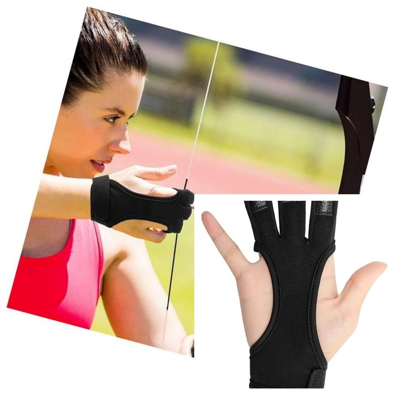 Archery Protective Gloves Shooting Gloves,Glove Three Finger Leather Archery Protective