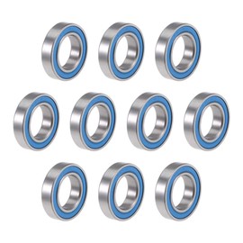 sourcing map 6801-2RS Deep Groove Ball Bearings 12mm x 21mm x 5mm Double Sealed Chrome Steel Blue Cover P6(ABEC3) 10pcs