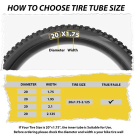 MOHEGIA 2 Pack Bike Tubes : 20" x1.75/1.95/2.10/2.125 Bicycle Tube with 2 Tire Levers, Butyl Rubber Inner Tube with 32mm Schrader Valve for Road/MTB/Kids Bike