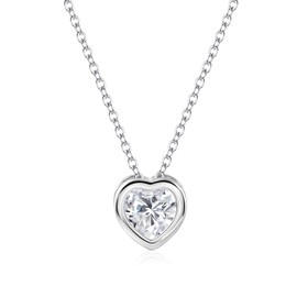 Aliyoham Silver Heart Cubic Zirconia Pendant Necklace | Hypoallergenic Jewelry with Lobster Clasp, Valentines Gift for Her