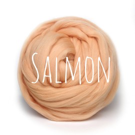 Chunky Wool - Salmon - for arm Knitting Chunky Blanket Weaving Felting Jumbo Yarn Giant Wool Soft - 50g (0.11lb) (Salmon)