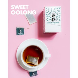 Afro Tea Sweet Oolong (Oolong Tea) Premium Tea in 15 Muslin Tea Bags, 1.5 Grams Each, Hand Stitched Exquisite Plants of the Highest Quality - Black Tea - Low Caffeine Content
